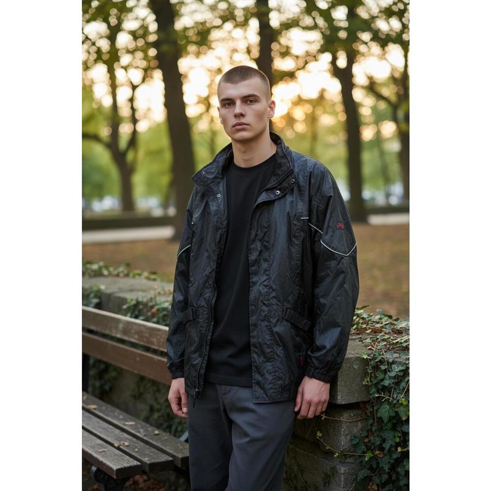 Milwaukee Motorcycle Clothing Co Black Riding Rain Jacket Large